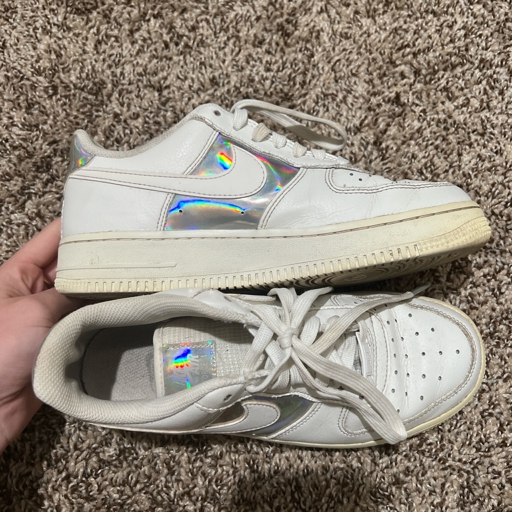 Nike Air Forces with Silver Holographic Sides